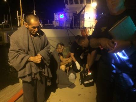 Rescued men receive care at Station Sabine